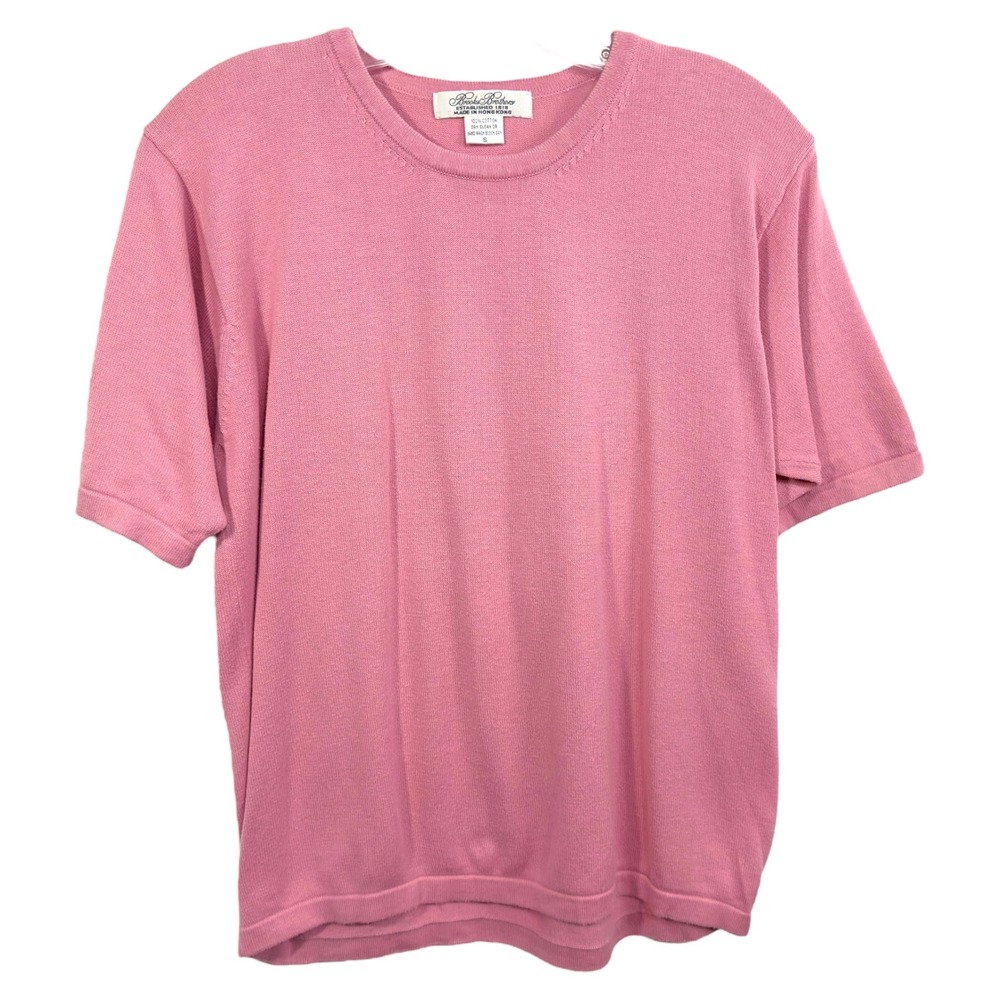 Brooks Brothers‎ Small Top Cotton Knit Short Sleeve Crew Neck Pink 1377